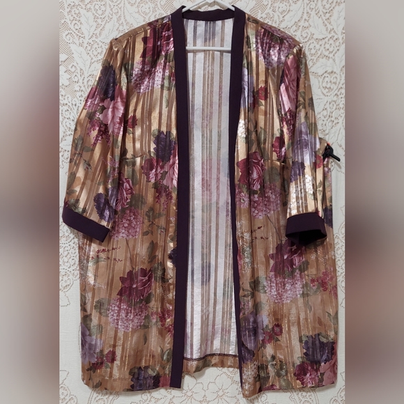 Purple floral iridescent jacket tank dress check measurements (InvW102) - Picture 5 of 7